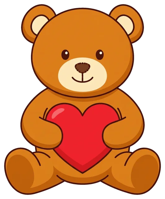 Valentine teddy bear holding a red heart