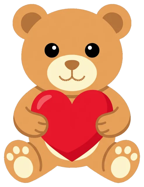 Valentine teddy bear holding a red heart