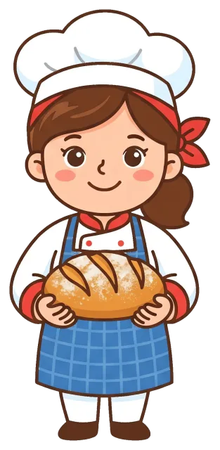 Baker holding freshly baked bread loaf