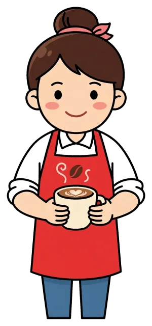 Barista holding a cup of coffee with latte art