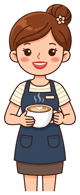 Barista Holding a Cup of Latte with Heart Latte Art
