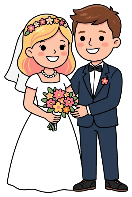 Bride and Groom Smiling on Wedding Day