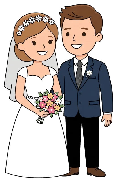 Bride and groom standing together on wedding day