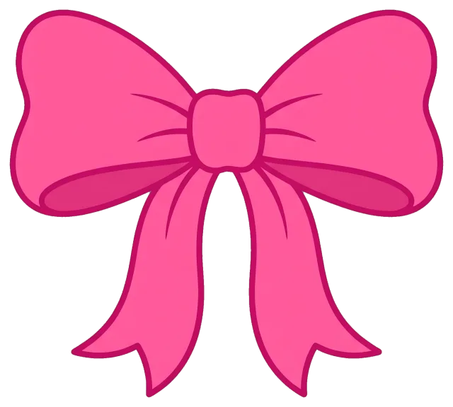 Bright pink ribbon bow with tails