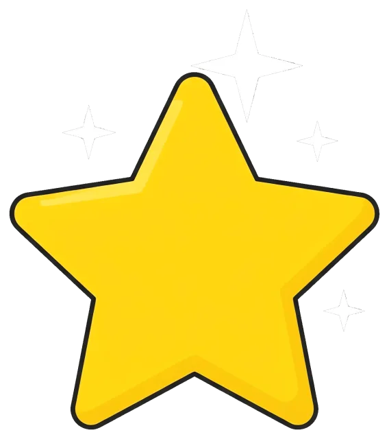 Bright yellow sparkle star with glowing effects
