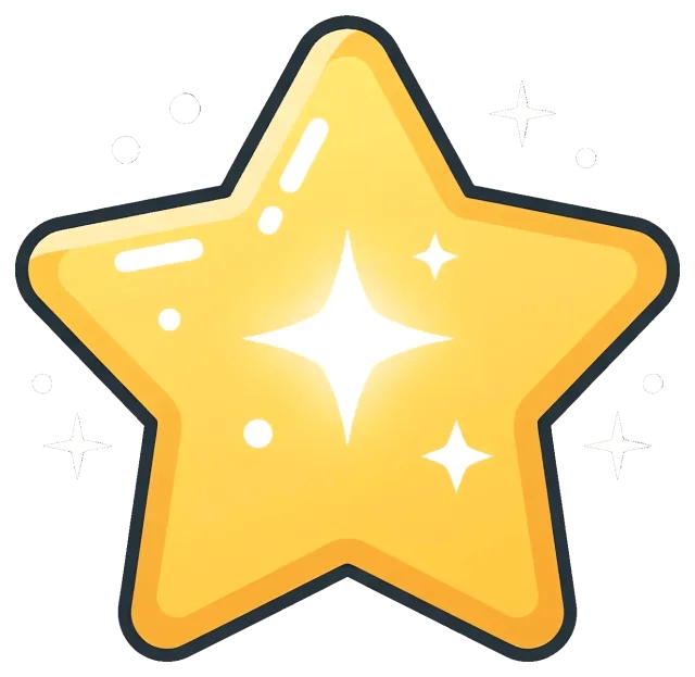 Bright yellow sparkle star with glowing effects
