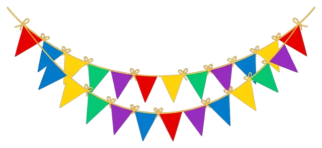 Colorful Party Garland with Triangular Flags