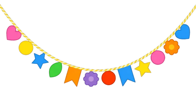Colorful party garland with various shapes and flags