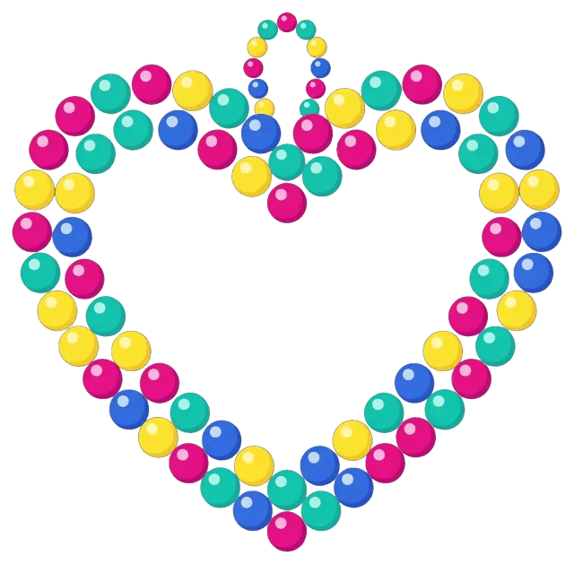 Colorful pearl heart ornament with hanging loop