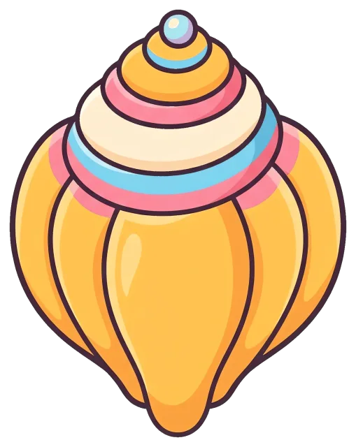 Colorful seashell ornament with layered spiral design