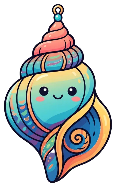 Colorful Seashell Ornament with Smiling Face