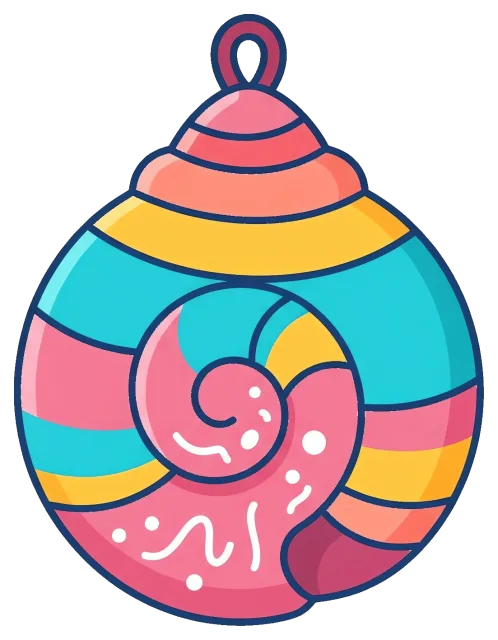Colorful seashell ornament with spiral design