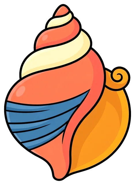 Colorful seashell ornament with spiral design