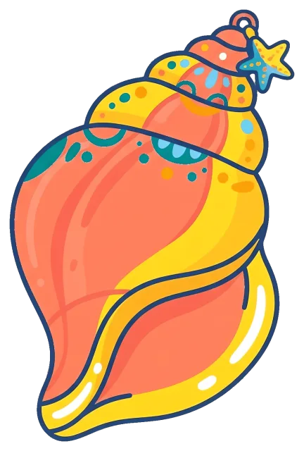 Colorful seashell ornament with starfish detail