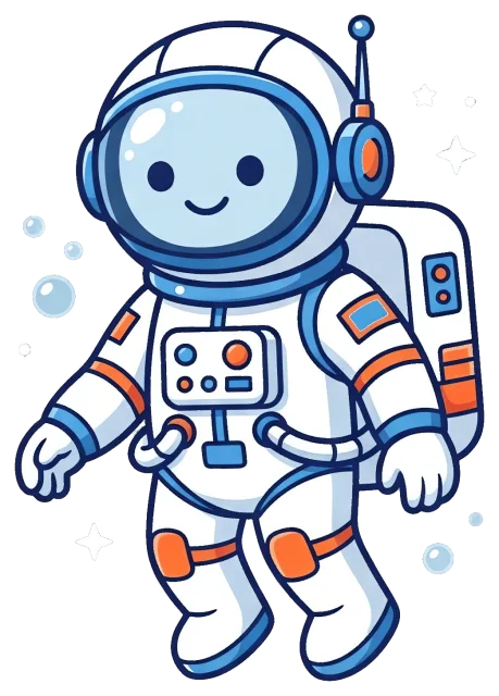 Cute cartoon astronaut floating in space suit