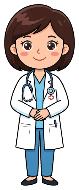 Cute Female Doctor Wearing White Coat and Stethoscope