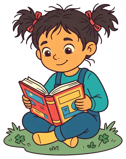 Girl reading a book while sitting on grass