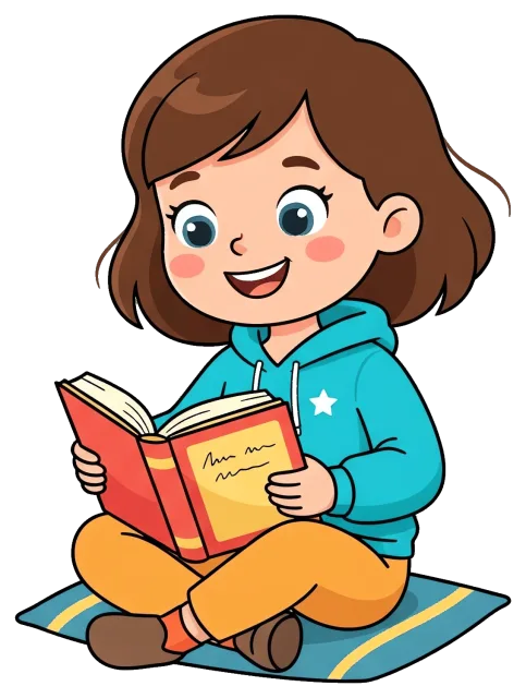 Girl Reading Book Sitting on Mat