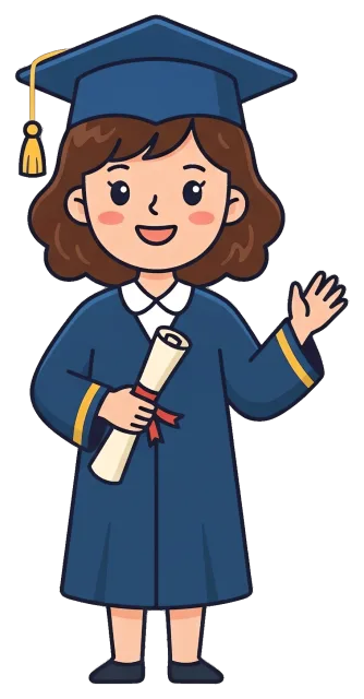 Graduate student in cap and gown holding diploma