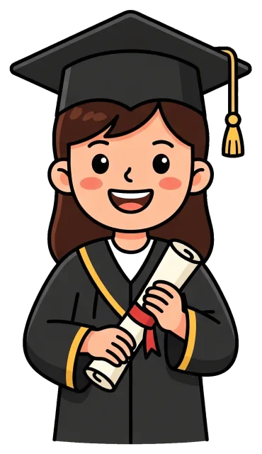 Happy Graduate Student Holding Diploma in Cap and Gown