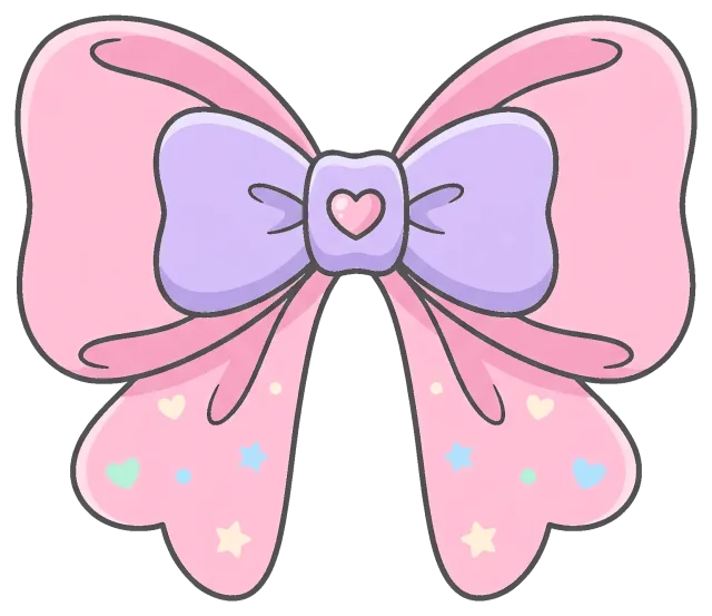 Pastel Coquette Bow with Heart and Star Decorations