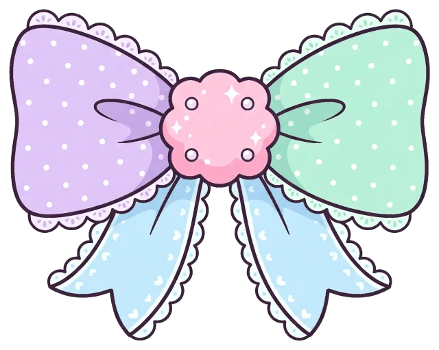 Pastel coquette bow with polka dots and scalloped edges