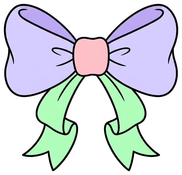 Pastel coquette bow with purple loops and green tails