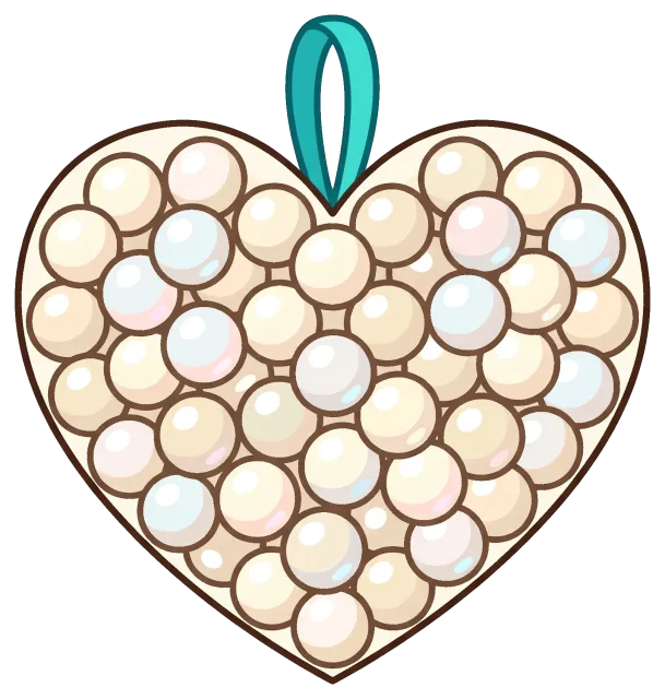 Pearl heart ornament with blue hanging loop