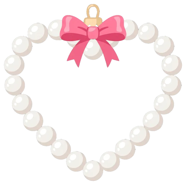 Pearl Heart Ornament with Pink Bow