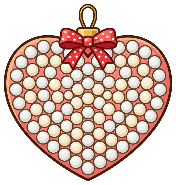 Pearl Heart Ornament with Red Bow