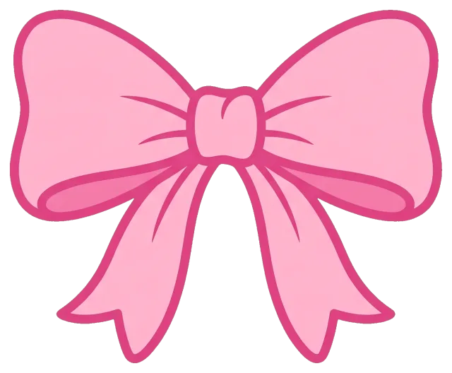 Pink ribbon bow with darker pink outline