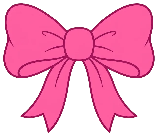 Pink ribbon bow with tails