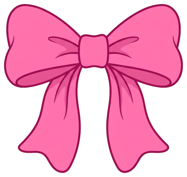 Pink ribbon bow with tails