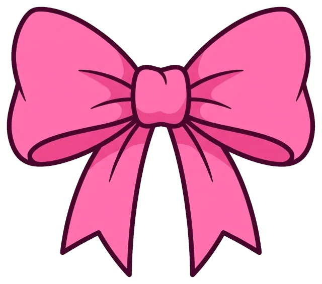 Pink ribbon bow with tails