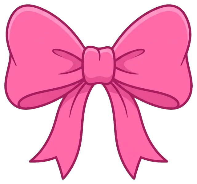 Pink ribbon bow with tails