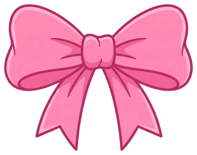 Pink ribbon bow with tied knot