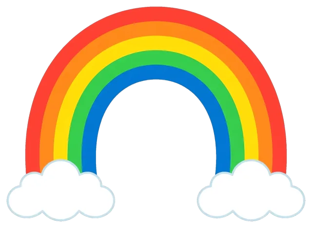 Rainbow decoration with clouds on grey background