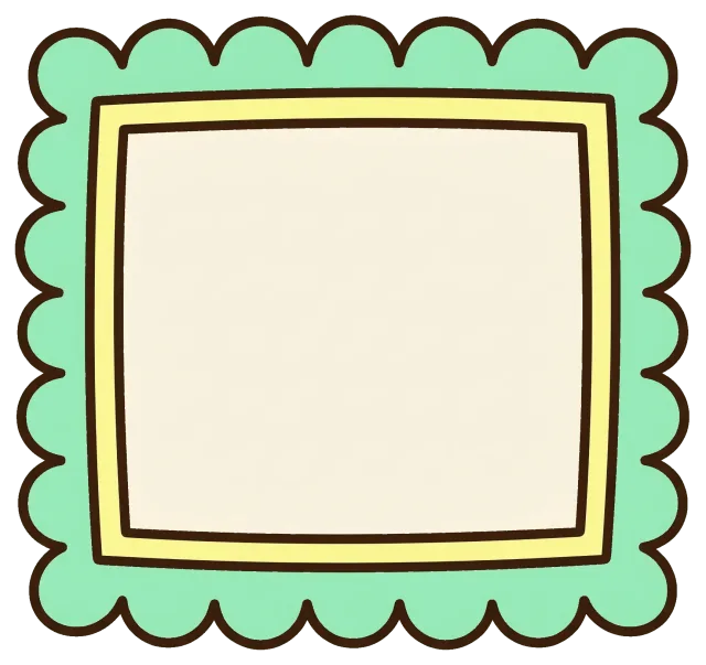 Scalloped frame in cartoon style with pastel colors