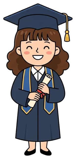 Smiling graduate student in cap and gown holding diploma