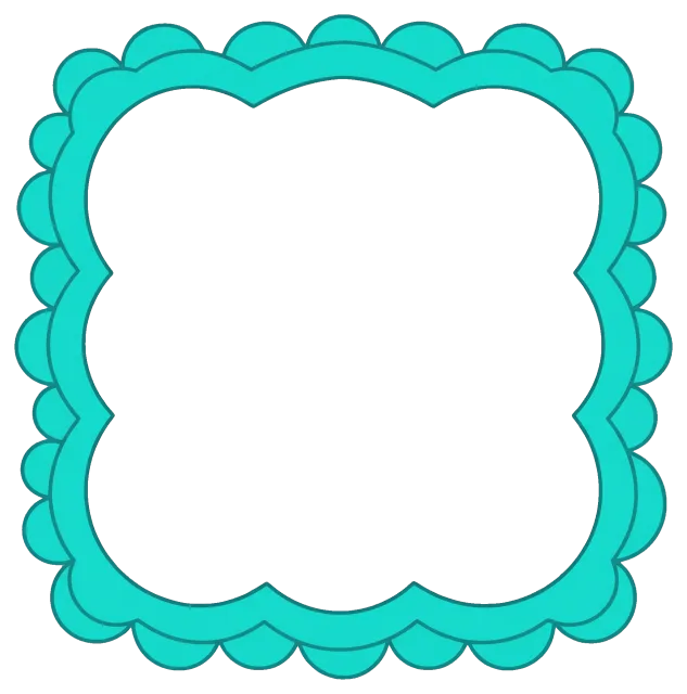 Turquoise scalloped decorative frame with rounded edges
