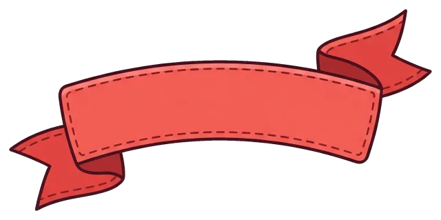 Vintage red ribbon banner with stitched edges