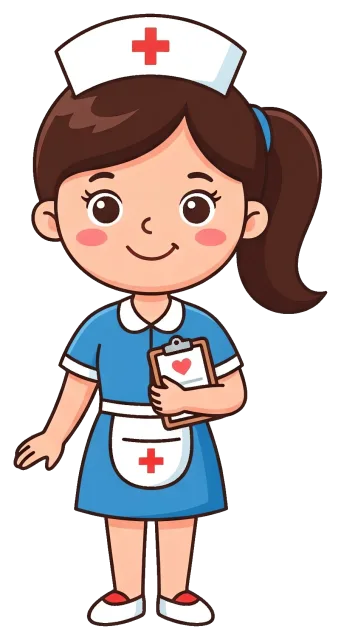Smiling Female Nurse Holding Clipboard with Heart Symbol
