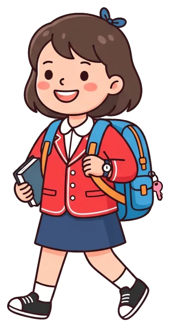 Smiling student girl with backpack and book walking