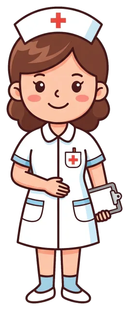 Standing nurse in white uniform holding clipboard