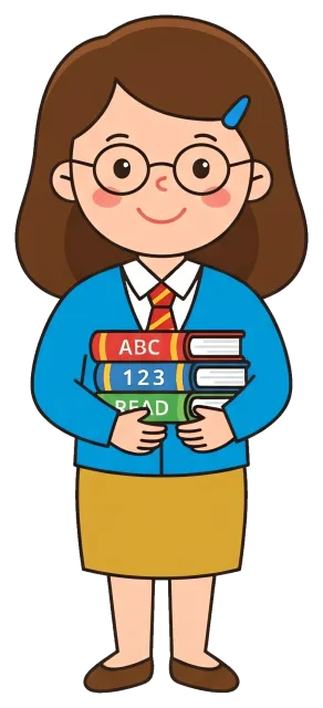 Teacher Holding ABC, 123, and Read Books