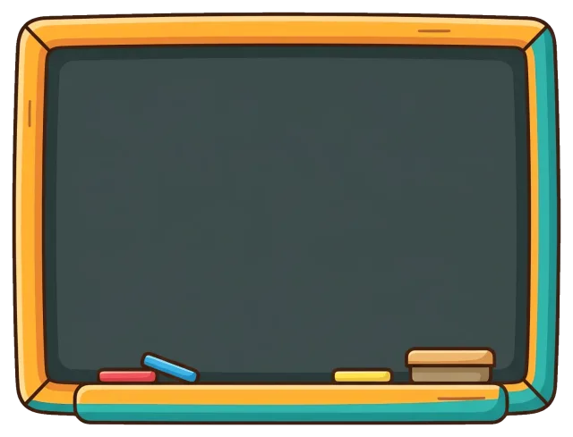 Chalkboard cartoon illustration with colored chalk and eraser