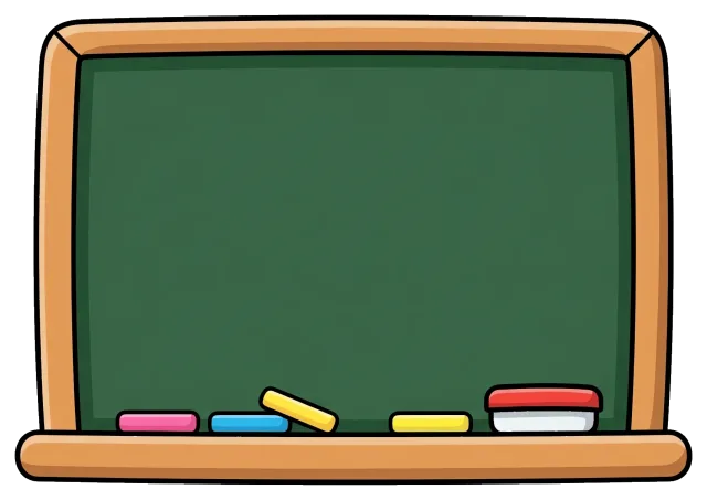Chalkboard with colorful chalk pieces and eraser