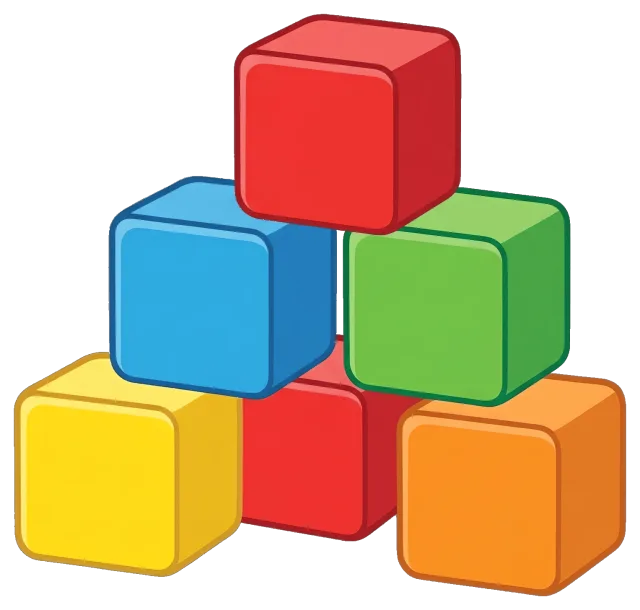 Colorful alphabet blocks stacked in a pyramid