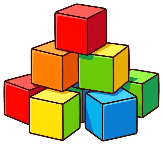 Colorful alphabet blocks stacked in a pyramid shape