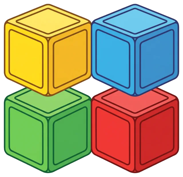 Colorful Alphabet Blocks Stacked in a Square Formation